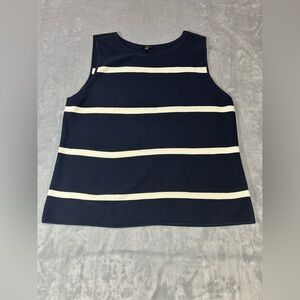 Talbots Nautical Navy and Cream Striped Sweater Tank Top-size XL